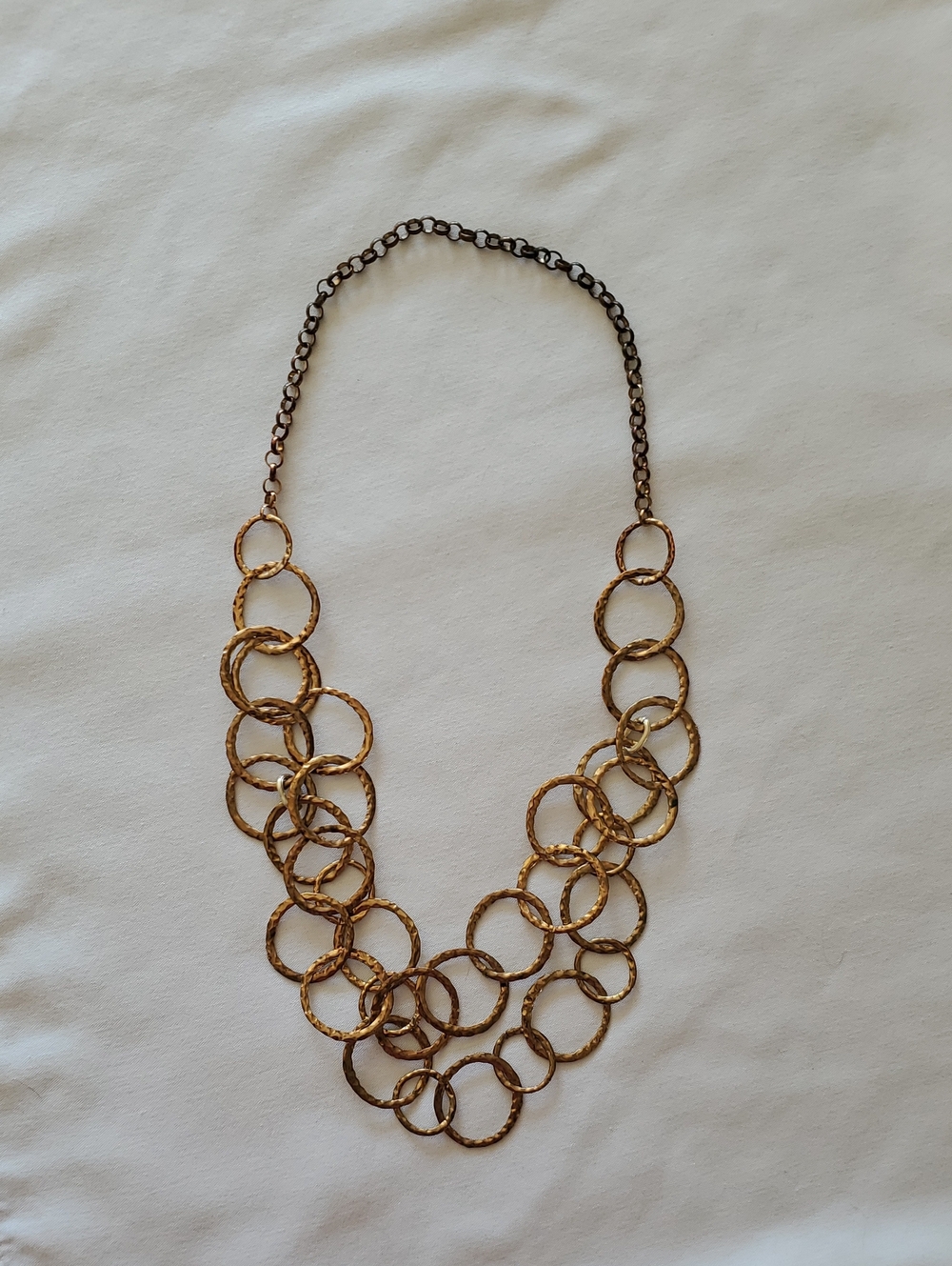 Gold Toned Hammered Statement Necklace